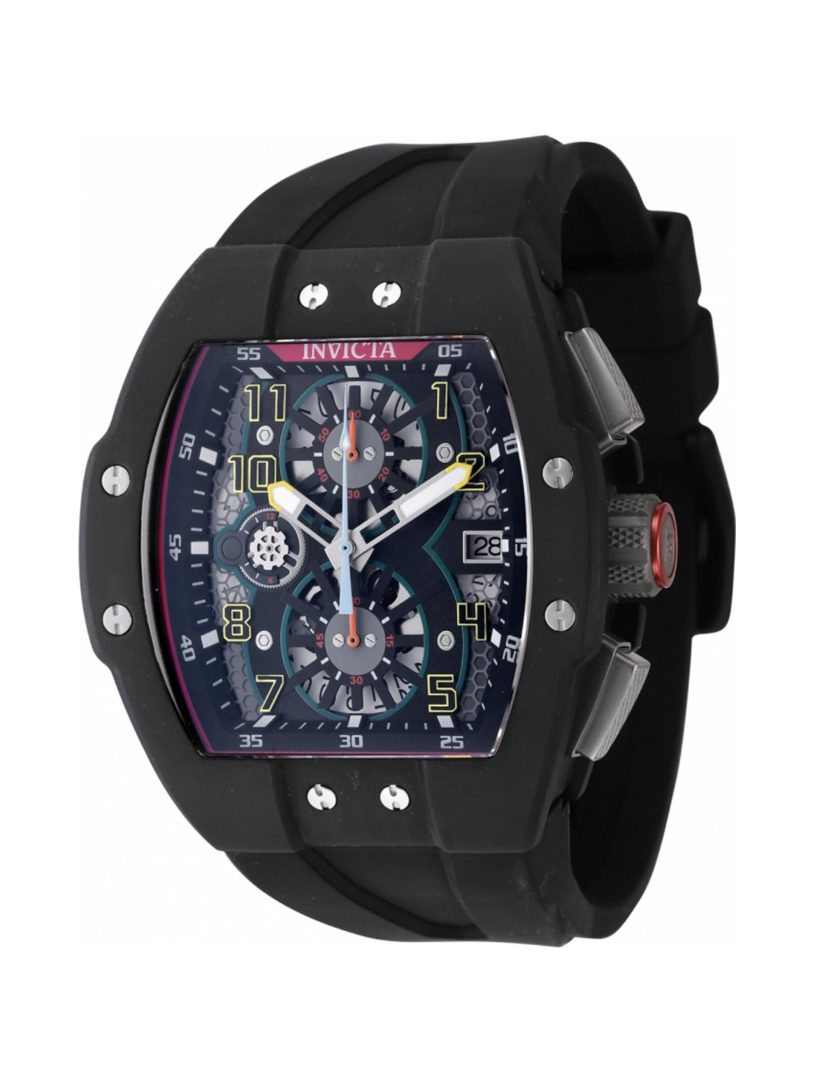 Invicta Mens Chronograph Watch With Black Rubber Strap